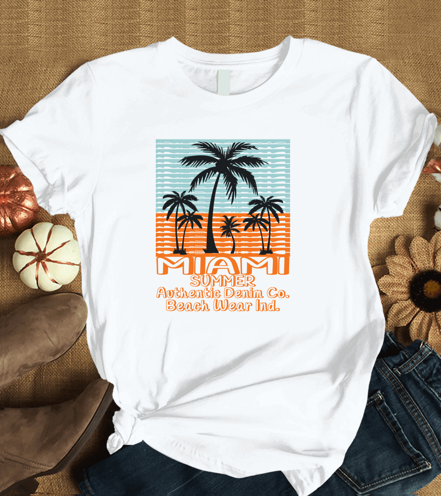 MIAMI SUMMER Authentic Denim Co. Beach Wear Ind T-Shirt