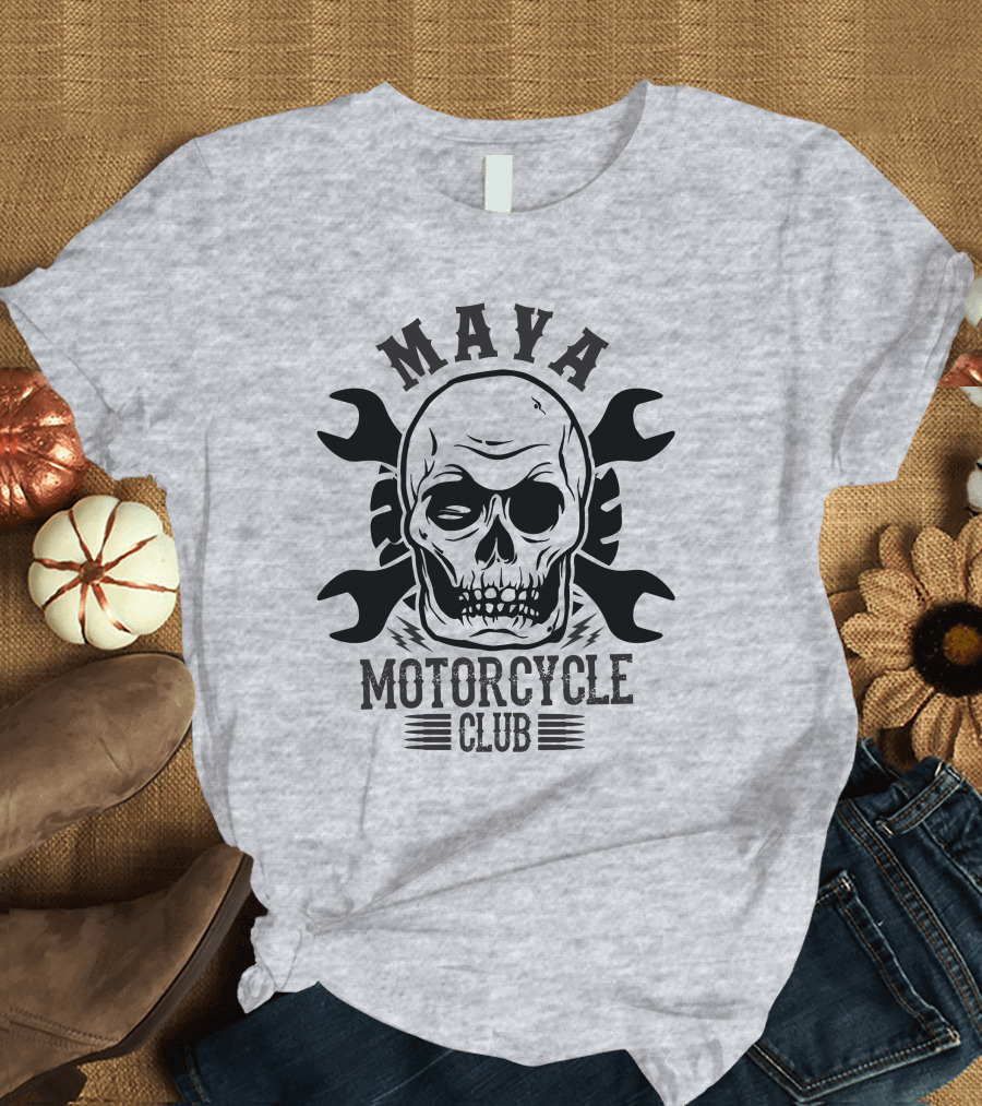 Maya Motorcycle Club Skull Wrench T-Shirt