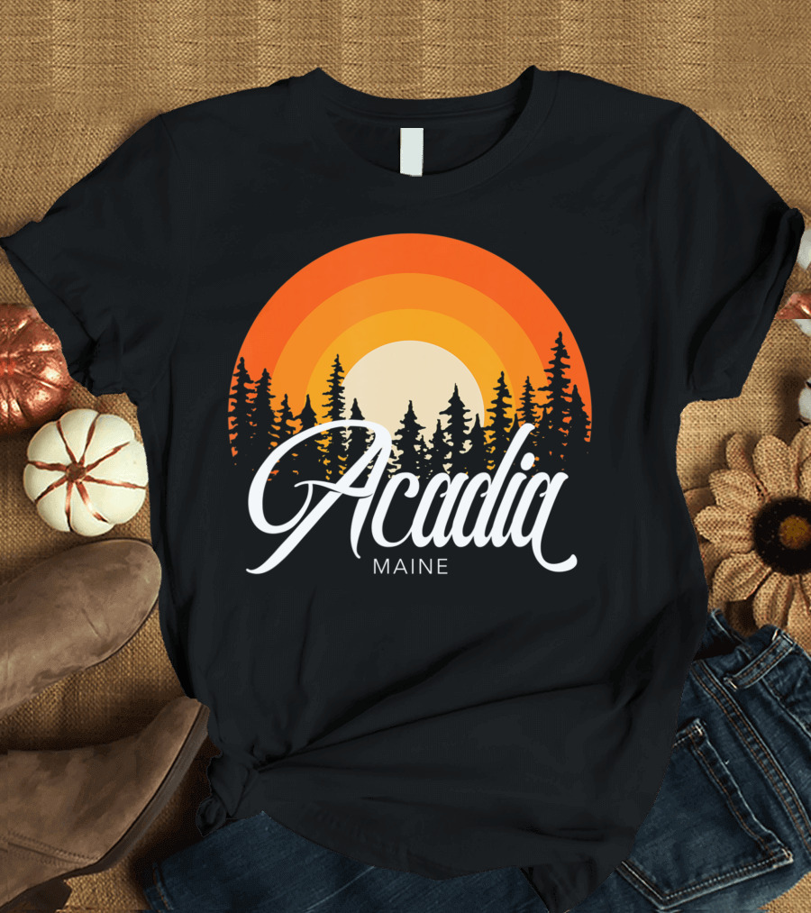 Acadia Maine Sunset Forest Adventure in National Park T-Shirt