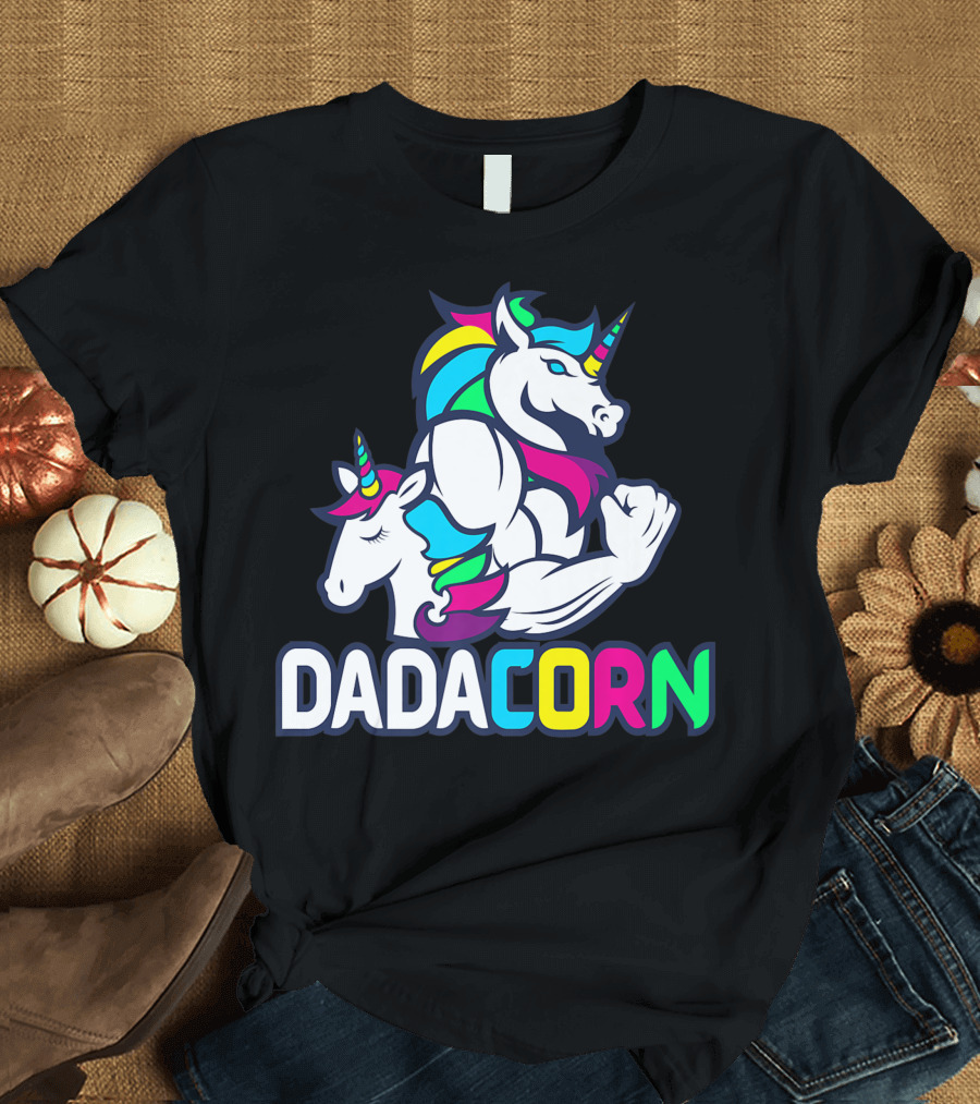 Dadacorn Unicorn Dad Muscle Rainbow Magic T-Shirt