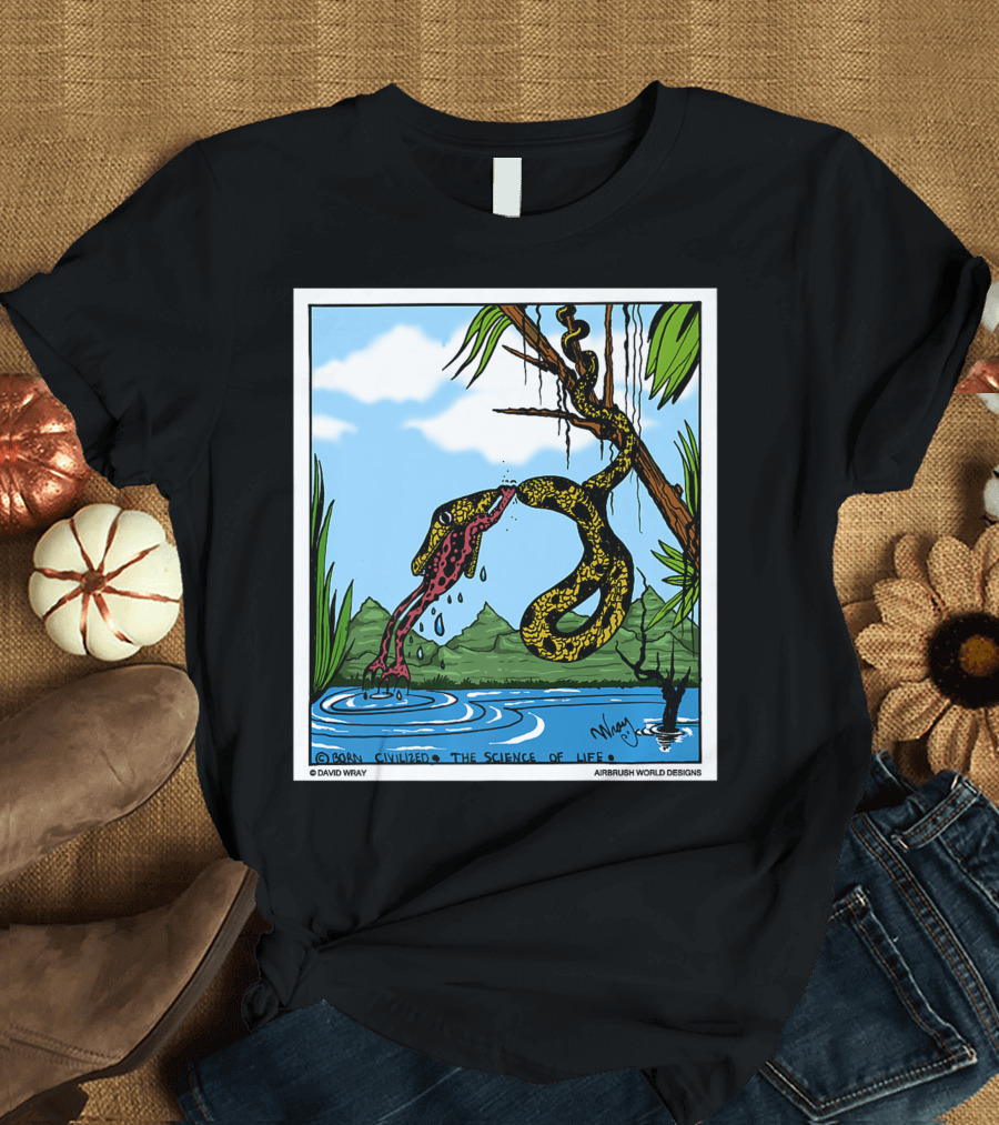Born Civilized The Science of Life Dont Give Up Frog Snake Reptile T-Shirt