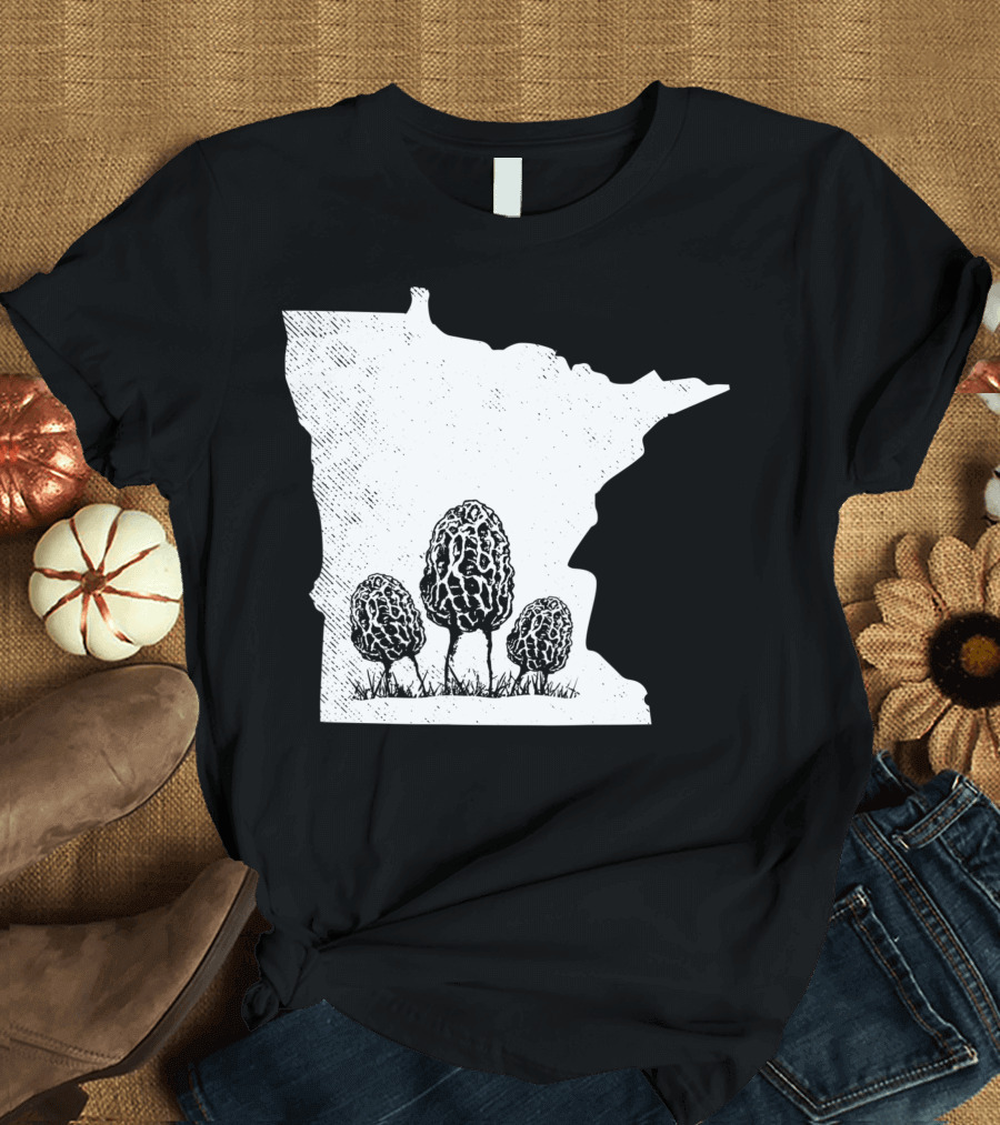 Minnesota Morel Mushroom Hunting Foraging Shrooming Hunter State Map T-Shirt