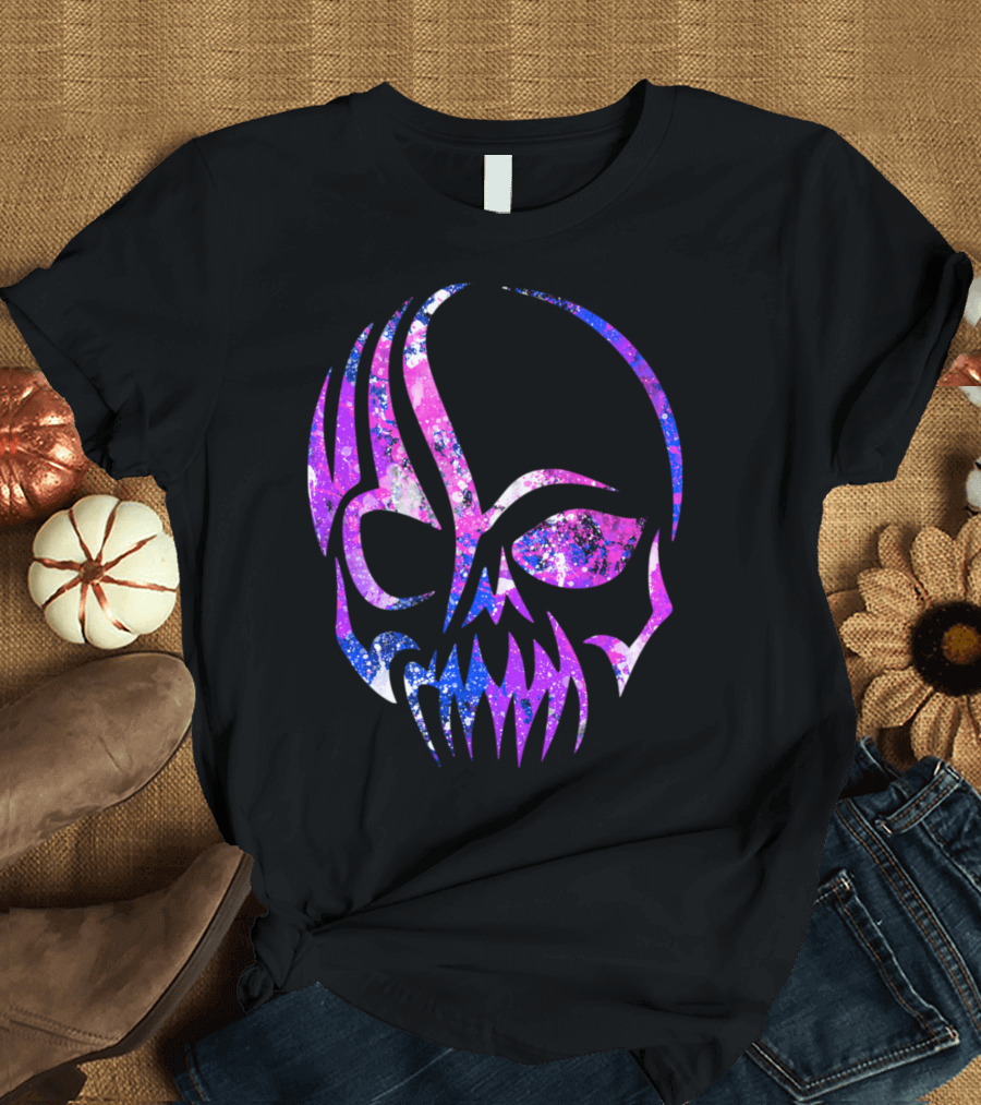 Purple Blue Skull Alien Aesthetic Video Games T-Shirt