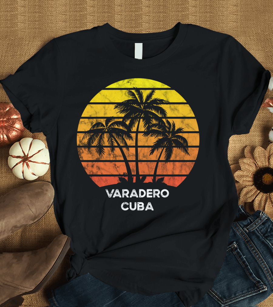 Varadero Cuba Beach Palm Tree Sunset Vacation Scene T-Shirt