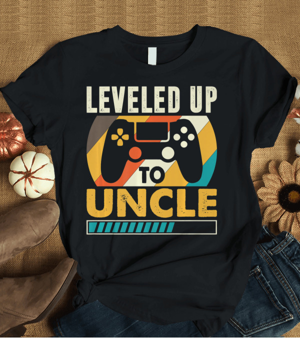 T-Shirt: Leveled Up to Uncle Retro Gaming Controller Pregnancy Announcement T-Shirt Leveled Up to Uncle Retro Gaming Controller Pregnancy Announcement T-Shirt