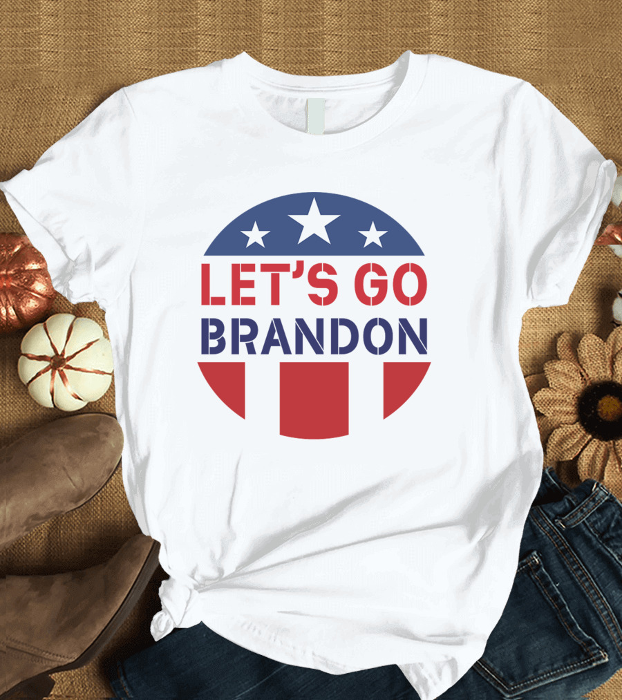LET'S GO BRANDON Stars and Stripes Icon Flag Motif T-Shirt