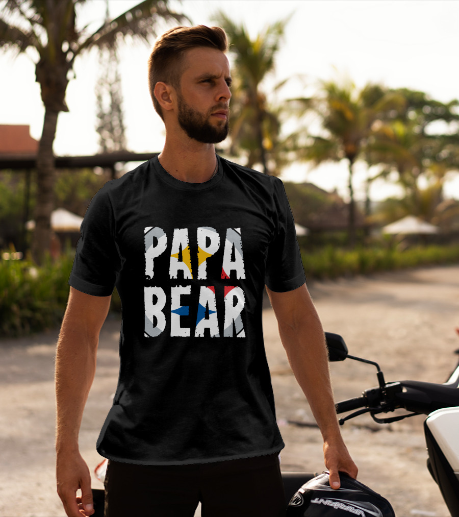 PAPA BEAR Vintage Color Block Gradient Pop T-Shirt