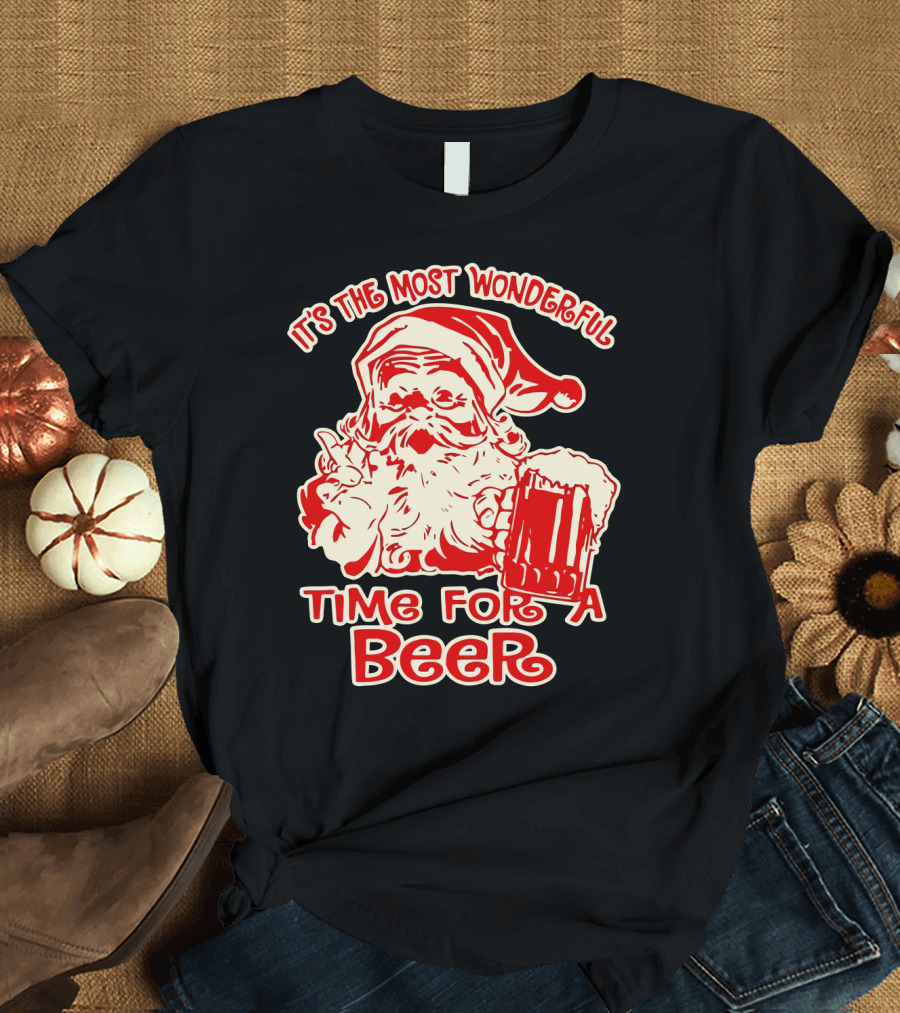 It's the Most Wonderful Time for a Beer Santa Holding Mug T-Shirt