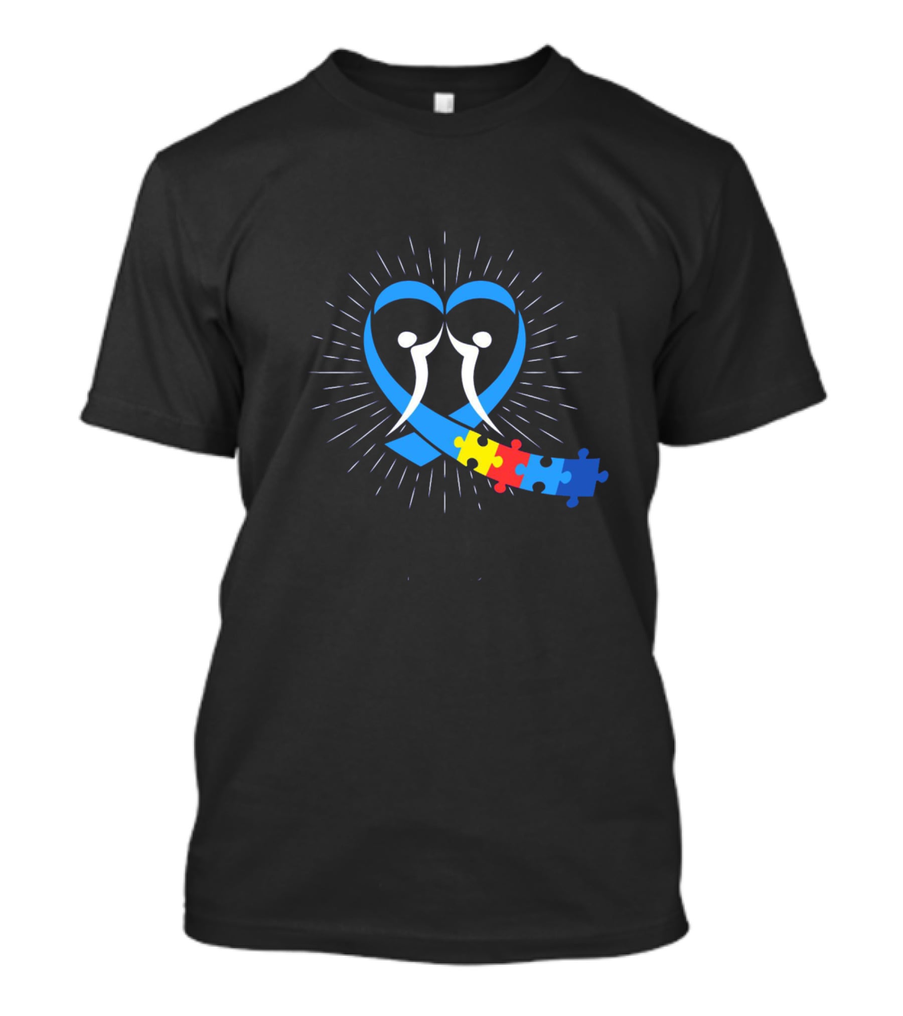 Heart Puzzle Ribbon With Autism Awareness Month Symbols T-Shirt