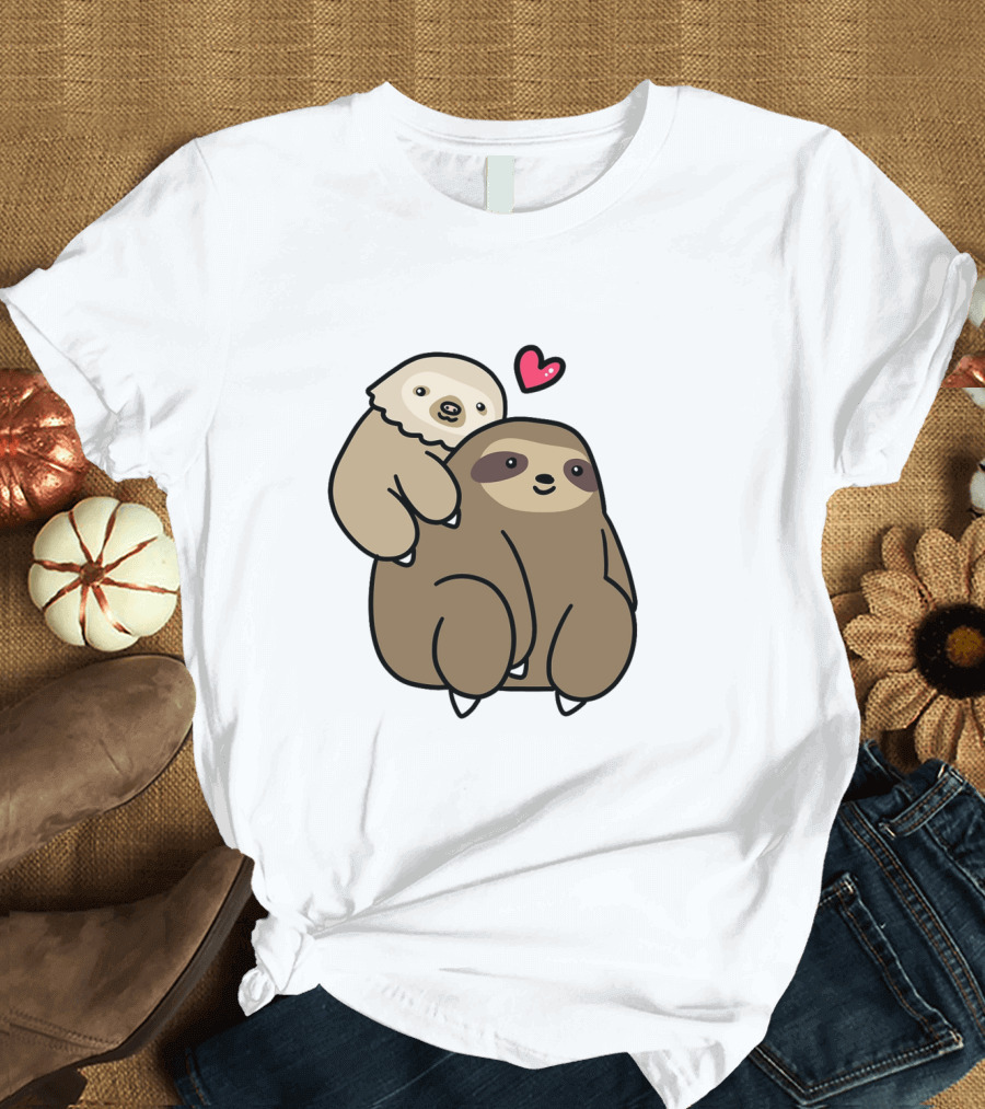 Two Toed Sloths with Heart Symbol Cozy T-Shirt