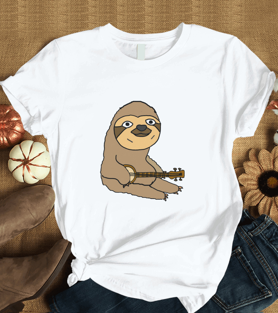 Sloths Funny Sloth Cartoon Playing Banjo T-Shirt