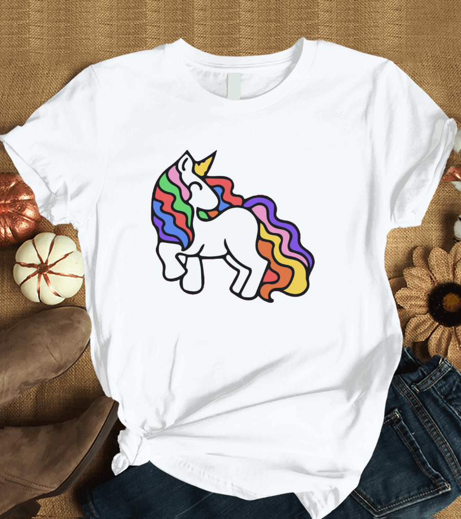 Retro Rainbow Unicorn Vibrant Colorful Mane T-Shirt