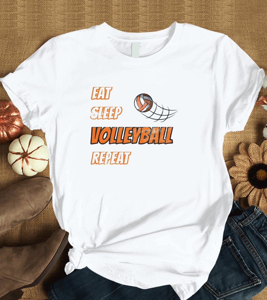 Eat Sleep Volleyball Repeat with Dynamic Ball Image T-Shirt