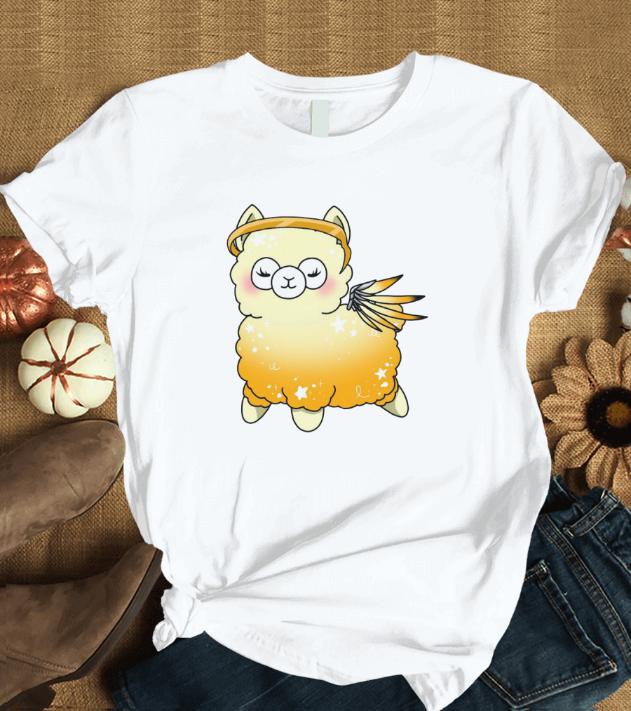 Alpaca Mercy Angelic Winged Halo Fantasy Character T-Shirt