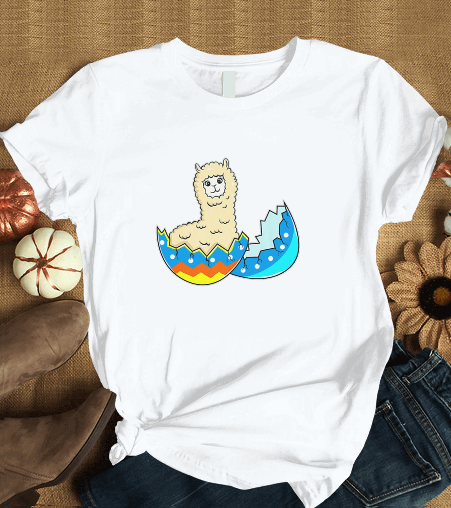 Llama Hatching from Easter Egg T-Shirt