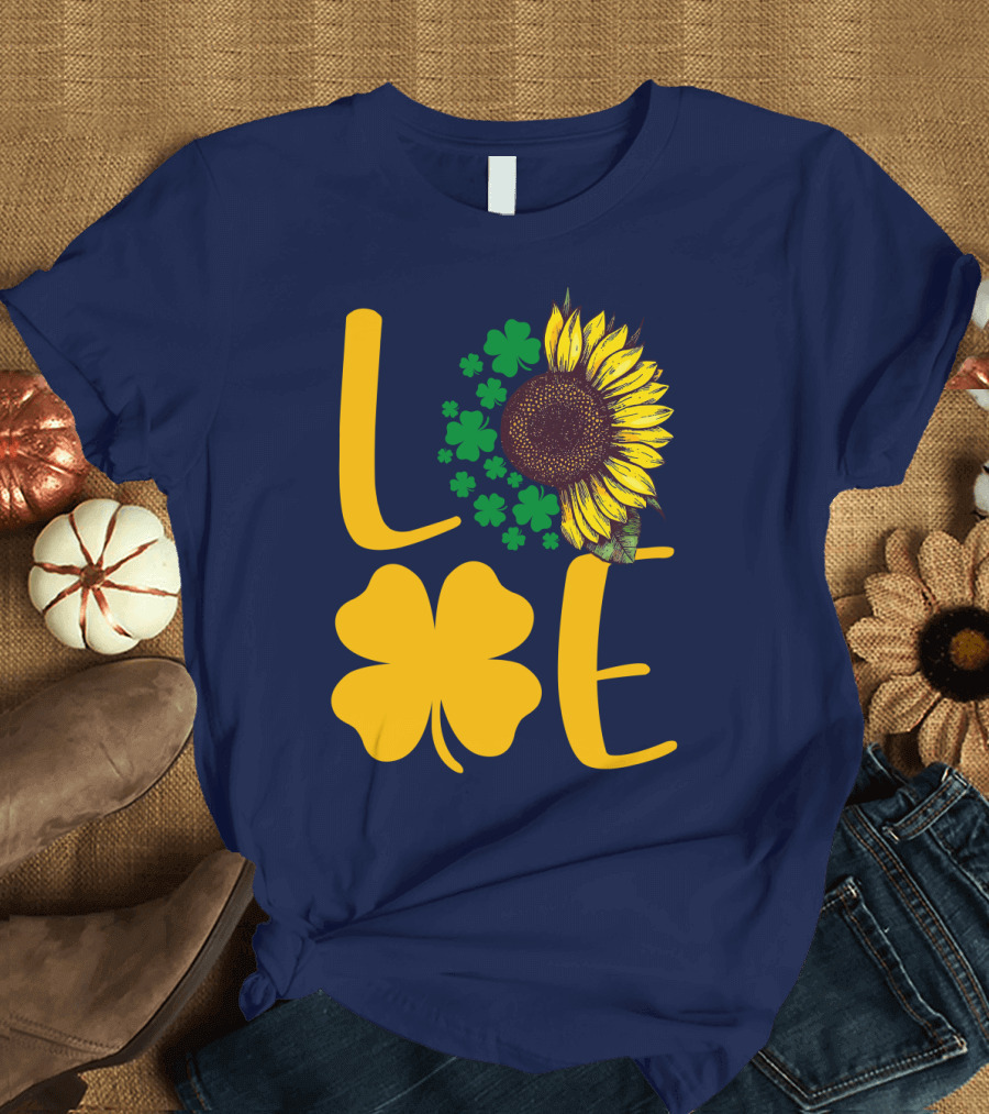 Love Sunflower Four-Leaf Clover T-Shirt