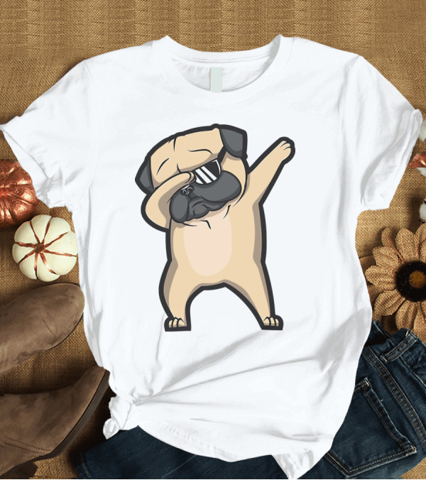 T-Shirt: Bull Dog Dabbing Pug With Black Shades T-Shirt Bull Dog Dabbing Pug With Black Shades T-Shirt