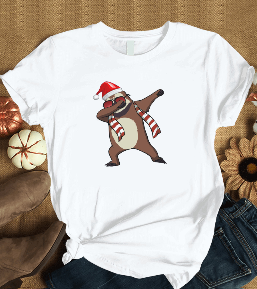 Dabbing Sloths Santa Claus Christmas Dance T-Shirt