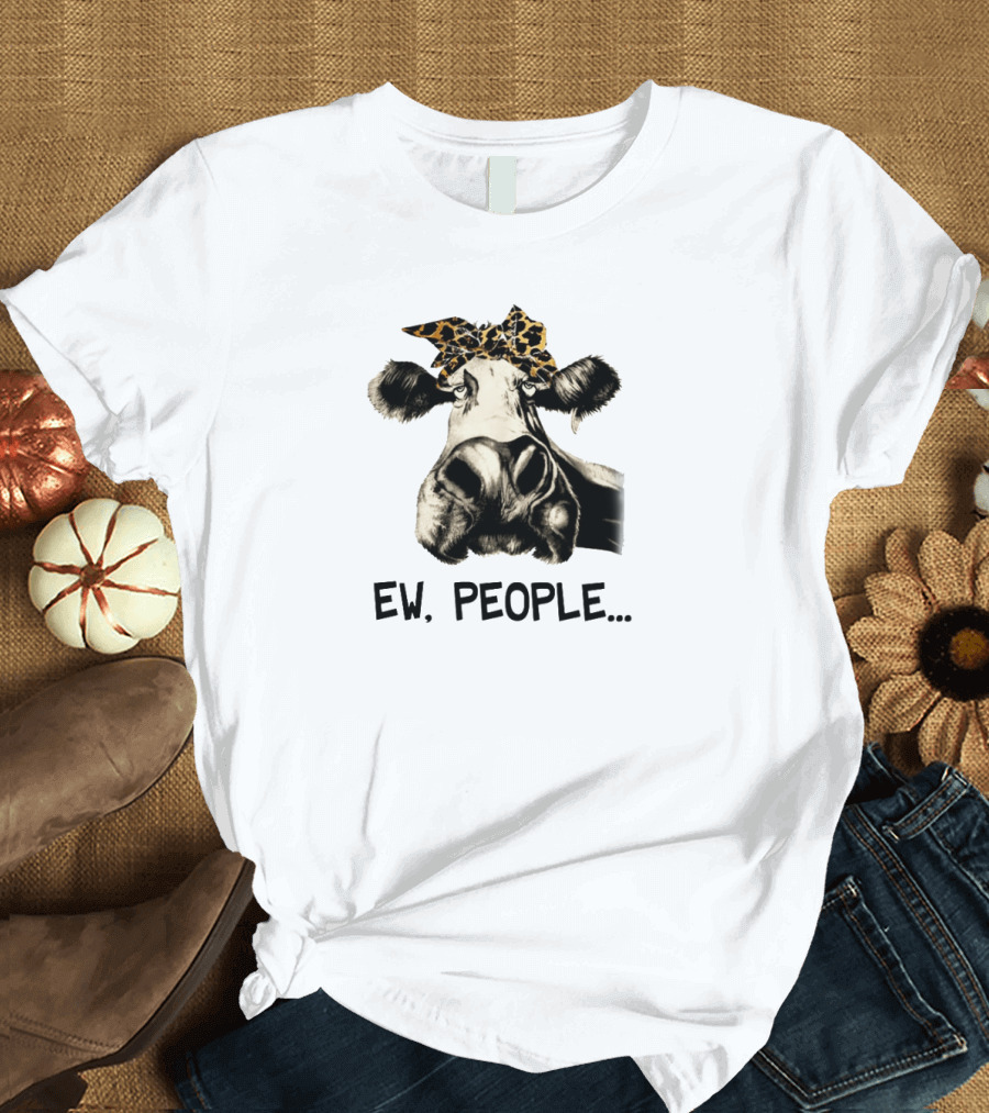 Ew People Leopard Print Bandana Cow T-Shirt