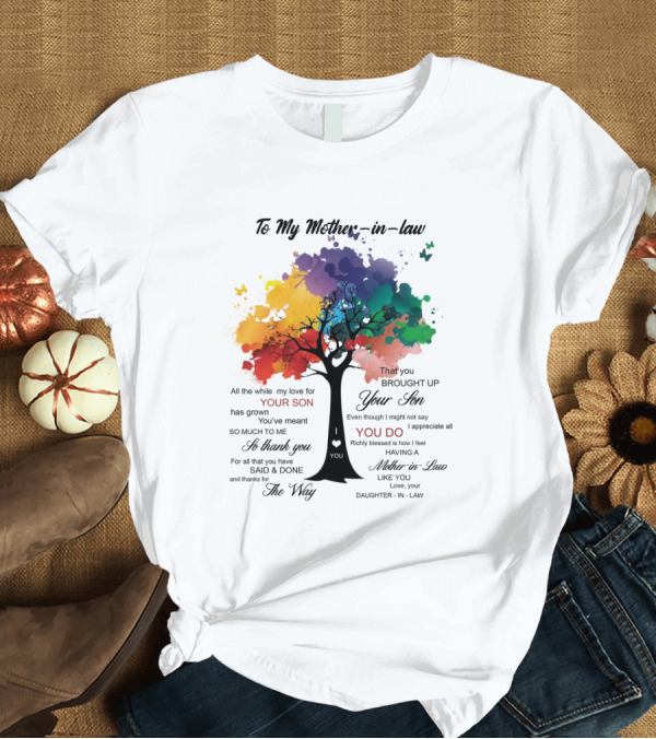 T-Shirt: To My Mother-in-Law Mother’s Day Birthday Gift Idea from Daughter-in-Law Richly Blessed Colorful Tree T-Shirt To My Mother-in-Law Mother’s Day Birthday Gift Idea from Daughter-in-Law Richly Blessed Colorful Tree T-Shirt