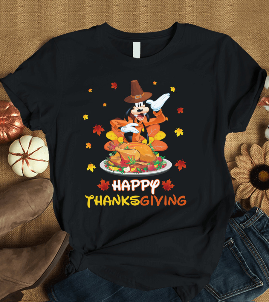 Happy Thanksgiving Goofy Pilgrim Turkey Feast T-Shirt
