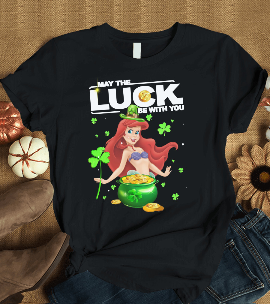May the Luck Be With You Ariel Coins Clover T-Shirt