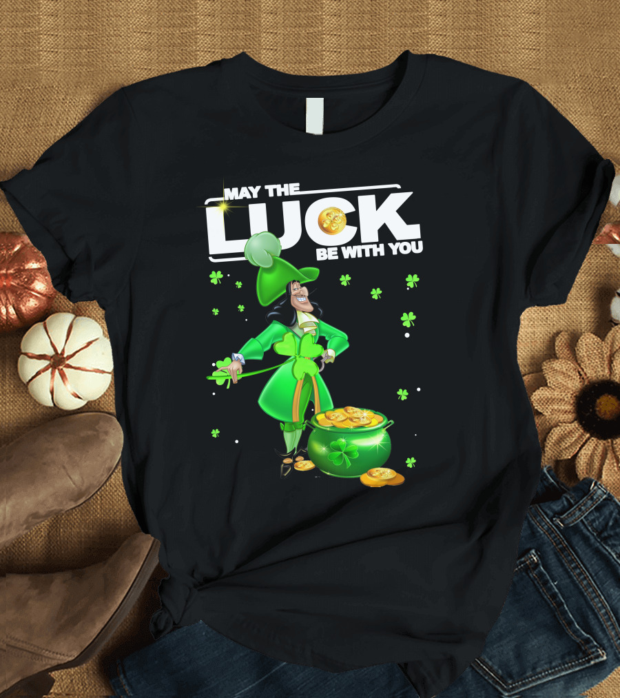 May the Luck Be With You Hook Luck Captain Green Coins Shamrock Pot T-Shirt