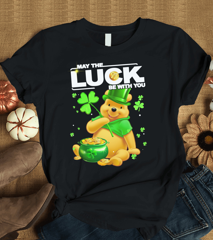 May the Luck Be With You Shamrock Pot of Gold Bear T-Shirt