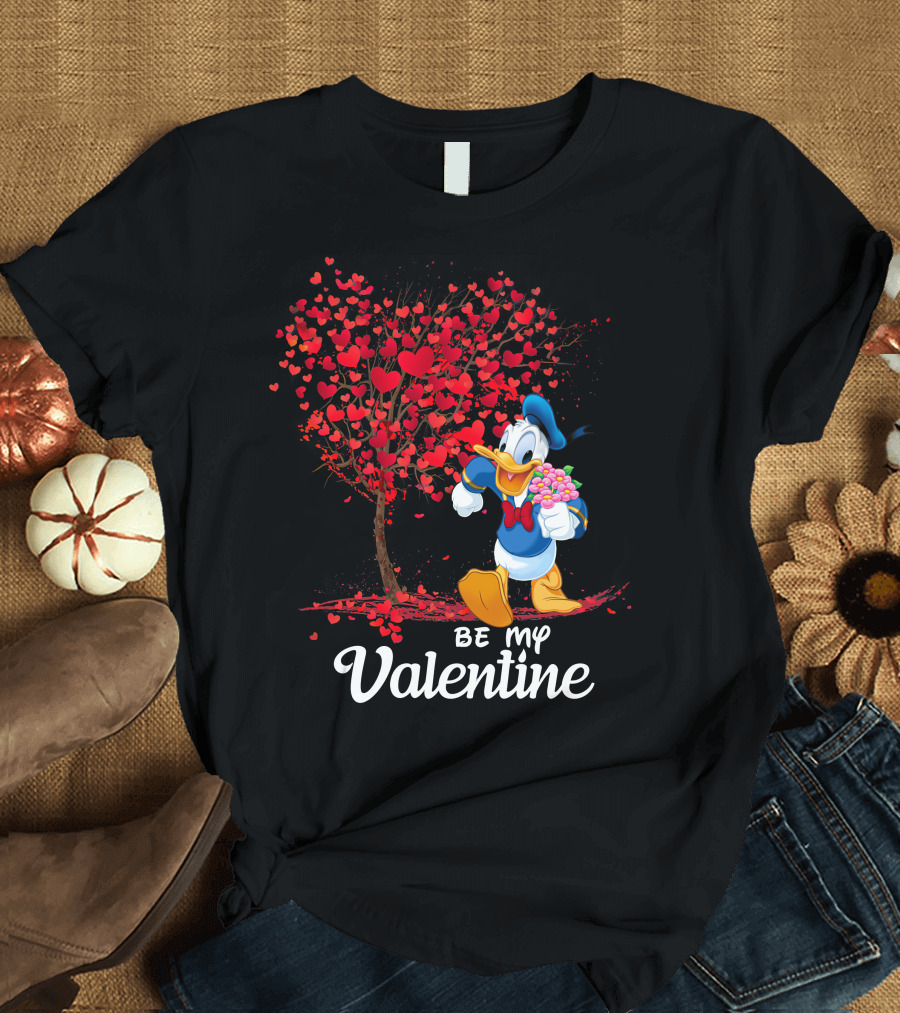 Donald Duck Be My Valentine Hearts Tree T-Shirt
