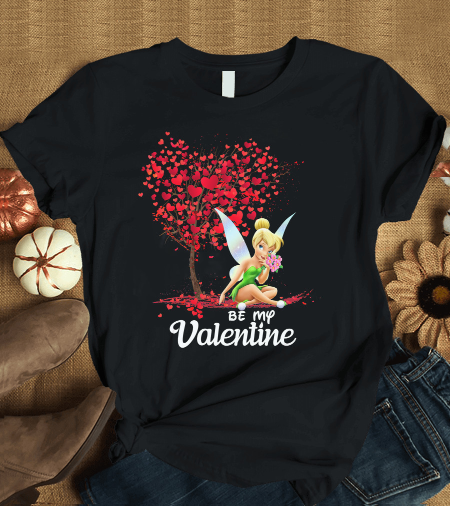 Be My Valentine Tinkerbell Hearts Tree T-Shirt