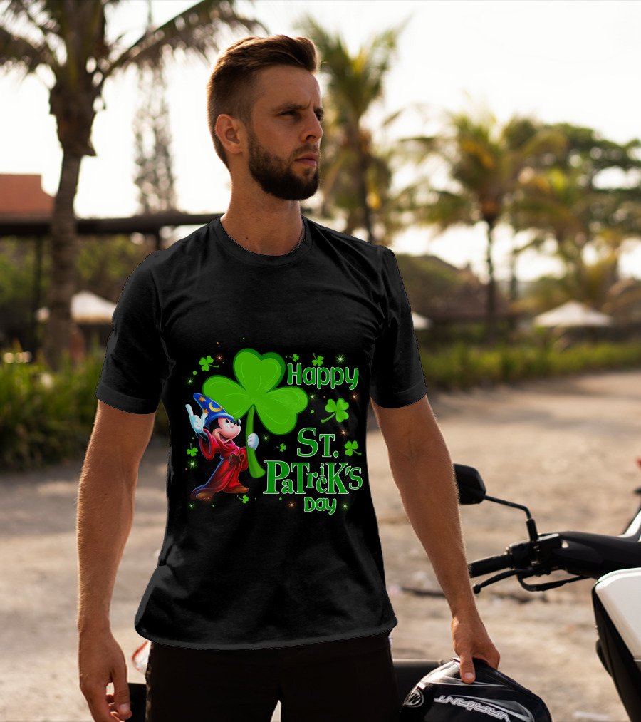 Sorcerer Mickey Happy St. Patrick's Day Shamrock T-Shirt