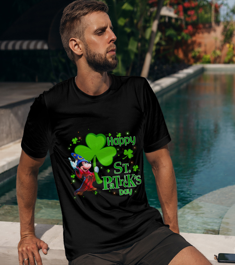 Sorcerer Mickey Happy St. Patrick's Day Shamrock T-Shirt