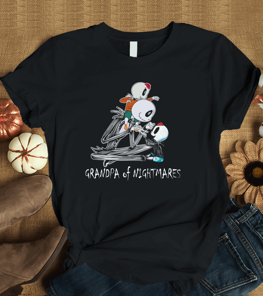 Grandpa of Nightmares with Twin Boys Skeleton Family T-Shirt