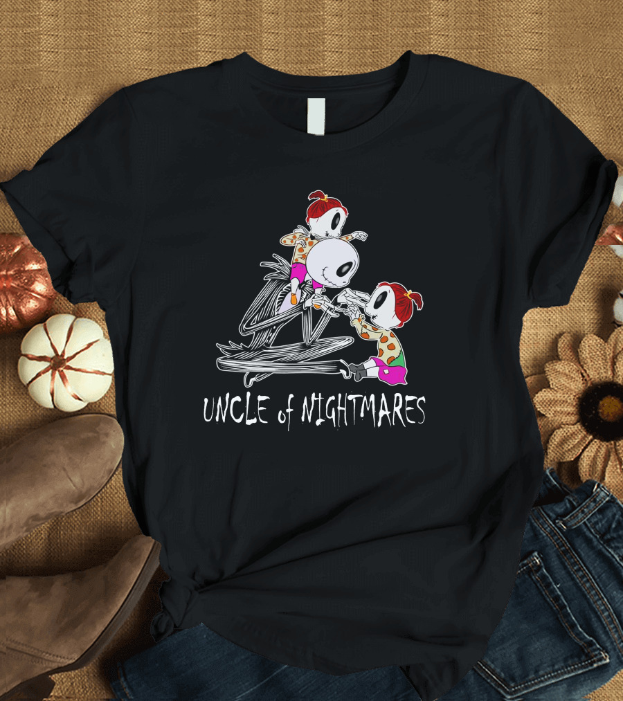 Uncle of Nightmares with Two Girls in Spooky T-Shirt