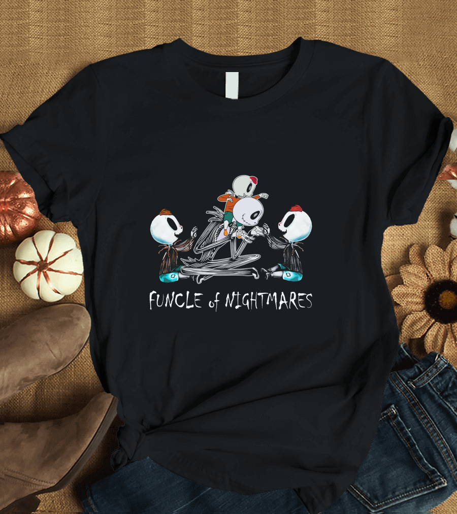Funcle of Nightmares 3 Boys Skeletons Playful Scene T-Shirt