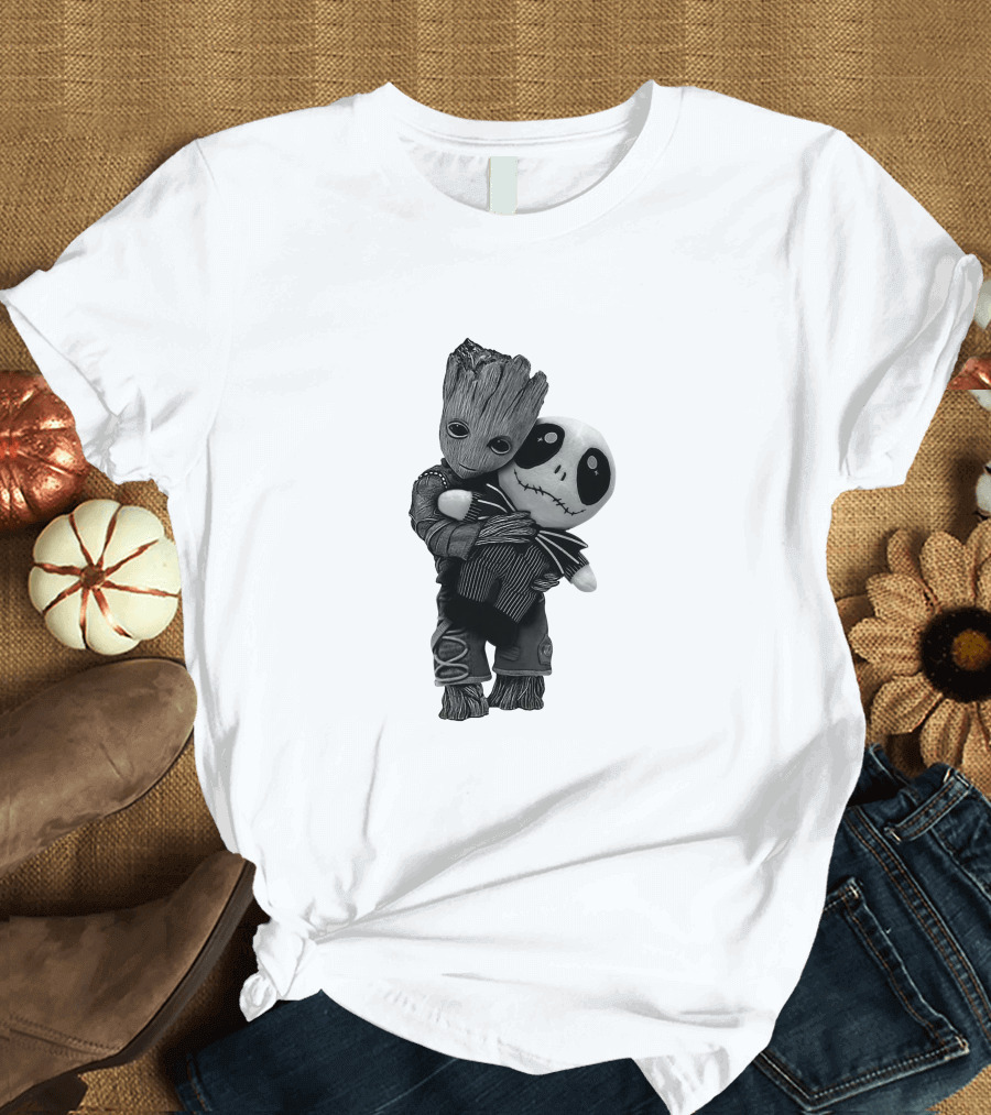 Hello My Old Friend Groot and Jack Skellington Hug T-Shirt