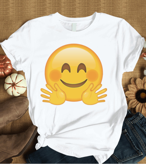 T-Shirt: Hugging Face Smiley Emoji with Hands T-Shirt Hugging Face Smiley Emoji with Hands T-Shirt