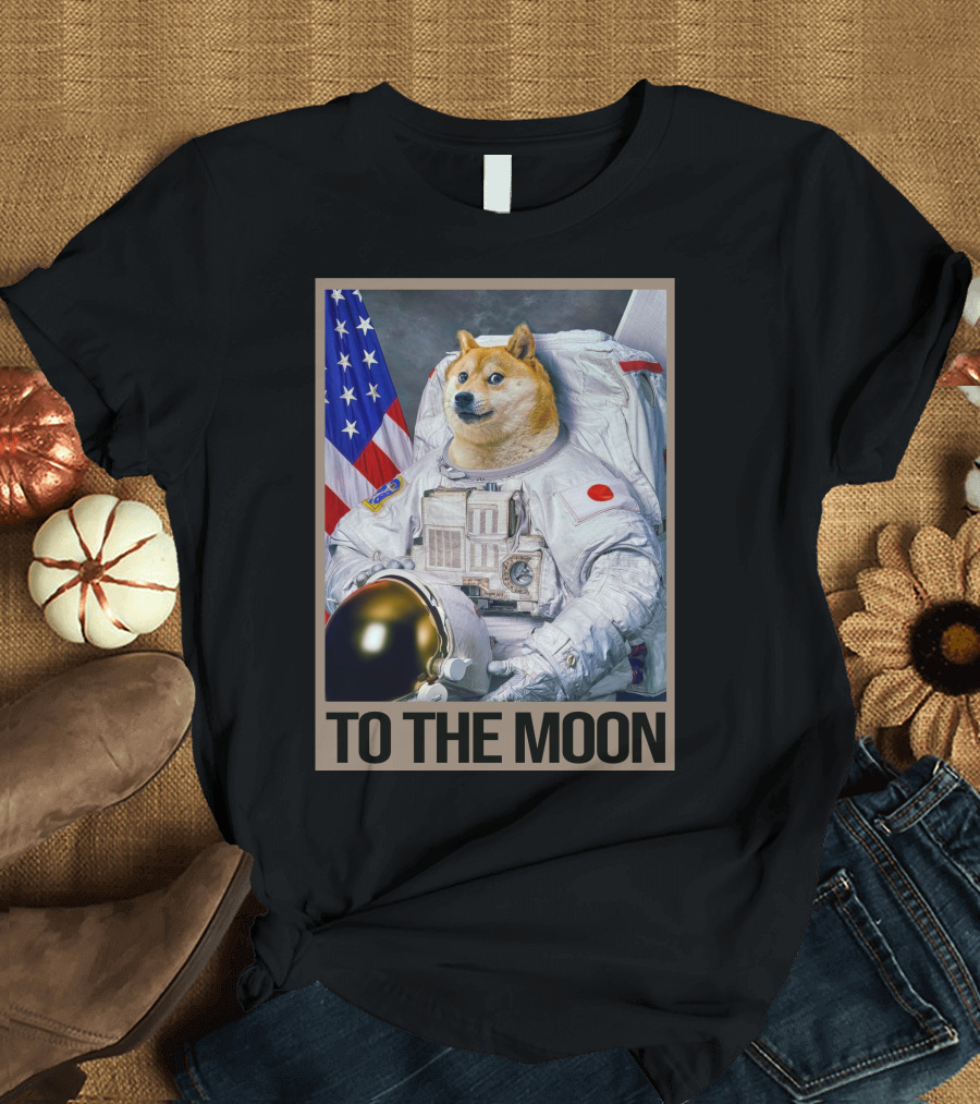 Shibainu Dogecoin Astronaut To The Moon T-Shirt