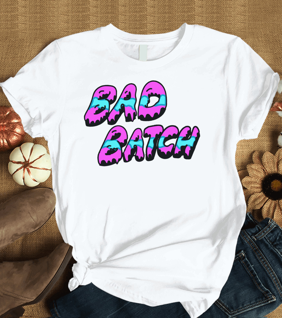 Bad Batch Dripping Pink and Blue Text T-Shirt