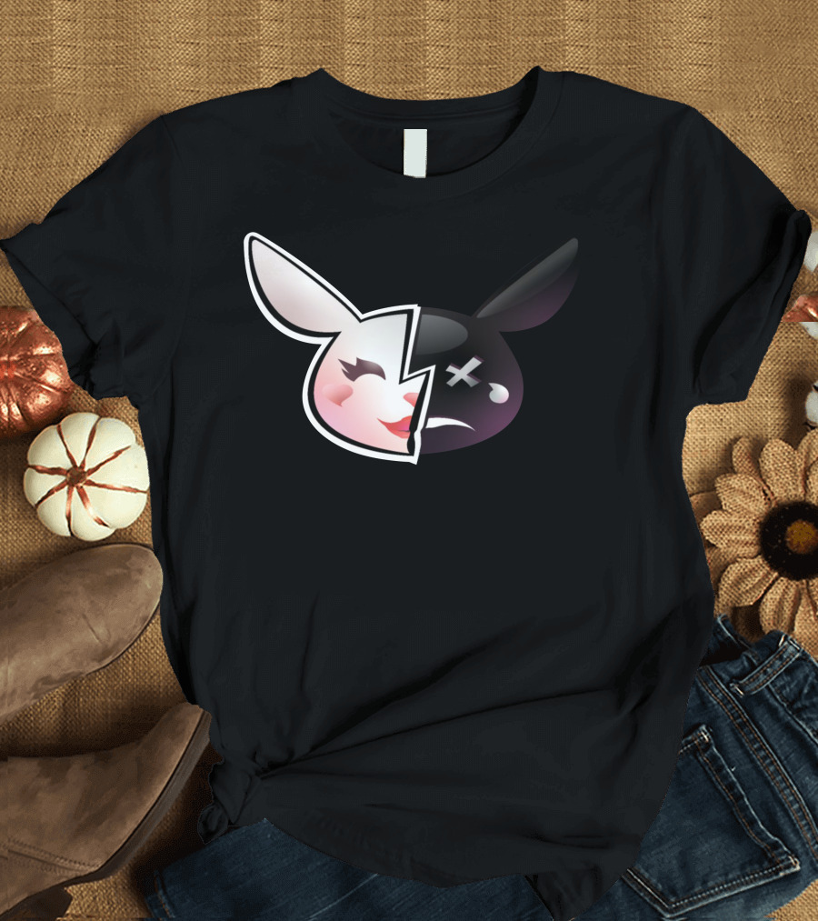 Trisha Paytas Merchandise Happy Sad Bunny Icon Split Face T-Shirt