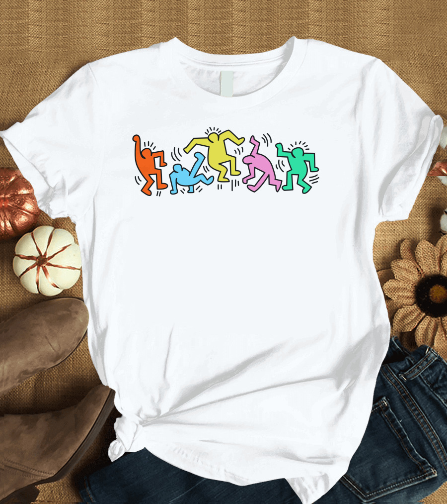 Keith Haring Vibrant Dancing Figures T-Shirt