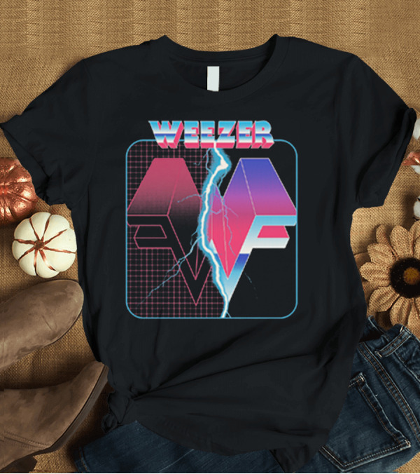 T-Shirt: Weezer Retro 3D Lightning Logo Neon T-Shirt Weezer Retro 3D Lightning Logo Neon T-Shirt