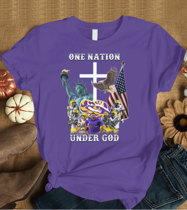 T-Shirt: LSU Tigers Football One Nation Under God Coach Players Statue of Liberty Eagle American Flag T-Shirt LSU Tigers Football One Nation Under God Coach Players Statue of Liberty Eagle American Flag T-Shirt