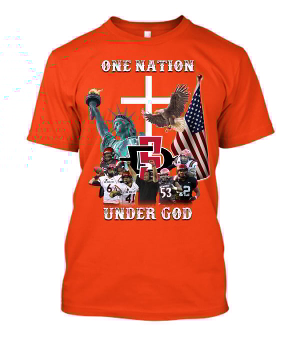 SDSA One Nation Under God Coach Statue Liberty Flag Eagle Football T-Shirt