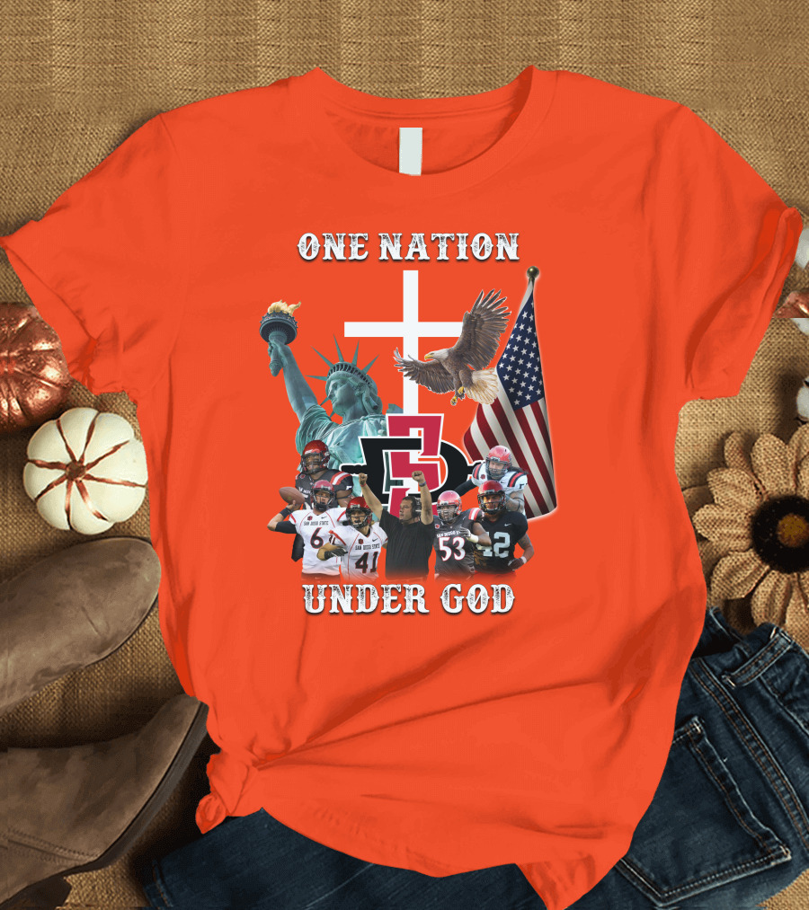 SDSA One Nation Under God Coach Statue Liberty Flag Eagle Football T-Shirt