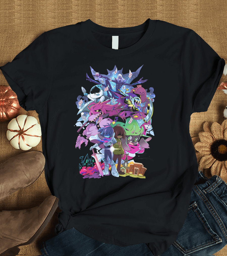 Deltarune Cast and Colorful Adventure Scene T-Shirt