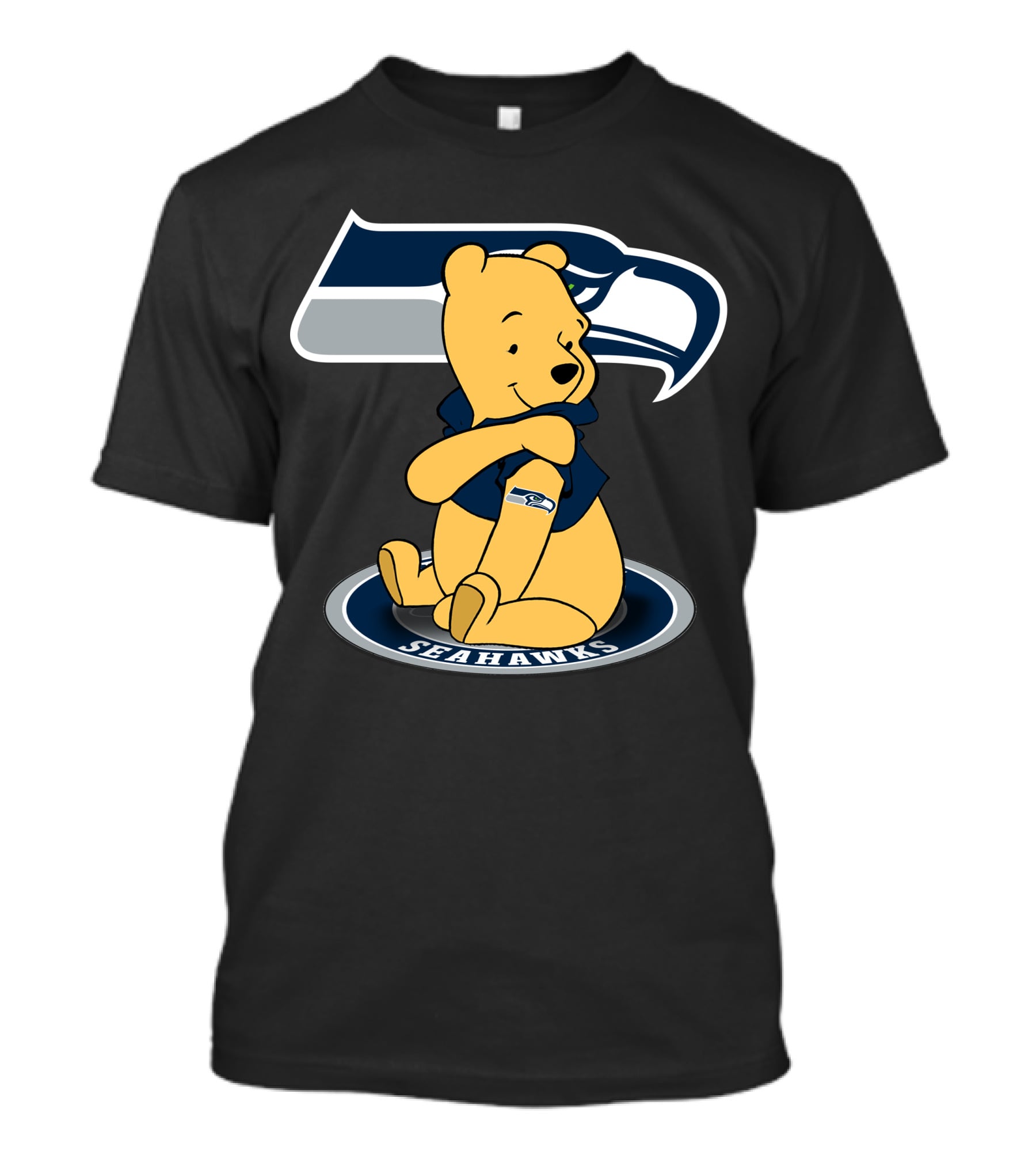 Pooh Bear With Seattle Seahawks NFL T-Shirt