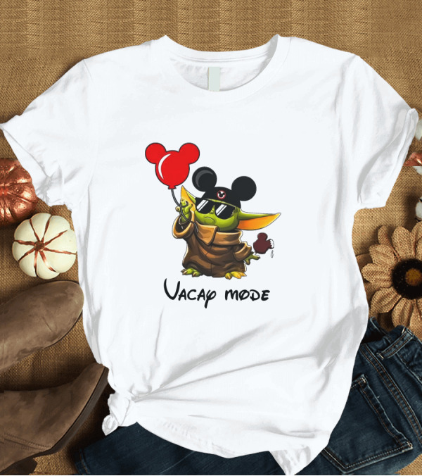 T-Shirt: Mickey Ears Baby Yoda Vacay Mode Fun Balloon T-Shirt Mickey Ears Baby Yoda Vacay Mode Fun Balloon T-Shirt