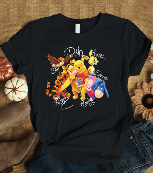 T-Shirt: Pooh Tigger Piglet Eeyore Rabbit Owl Signature T-Shirt Pooh Tigger Piglet Eeyore Rabbit Owl Signature T-Shirt