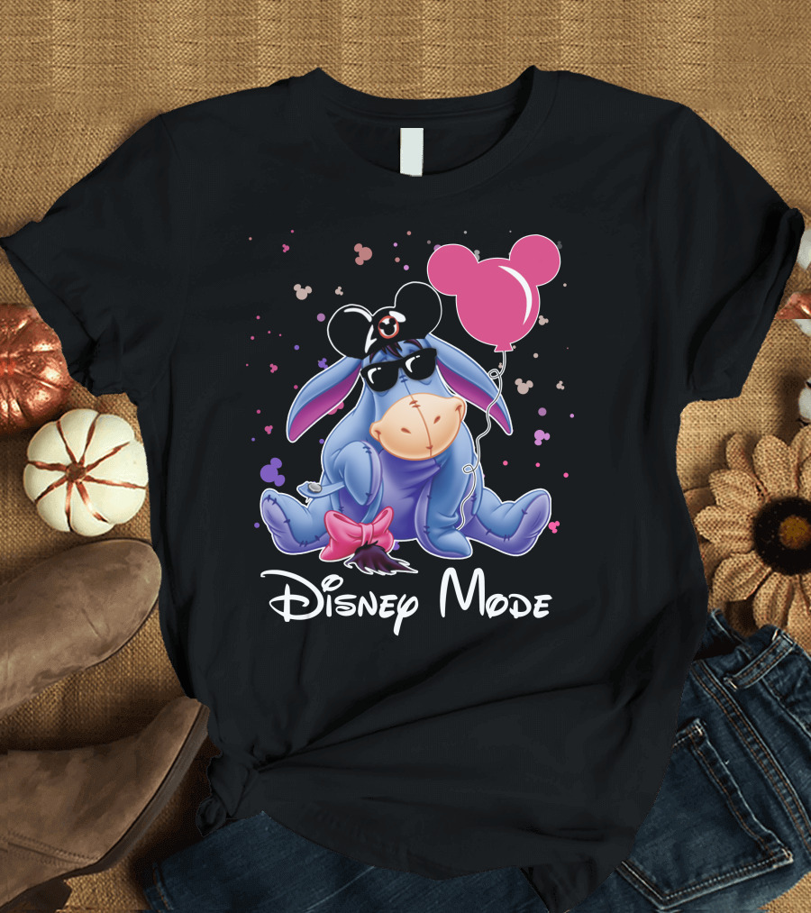 Disney Mode Eeyore with Mickey Balloon and Sunglasses T-Shirt